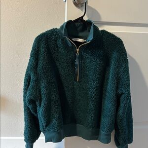 Cozy Green Sherpa Quarter Zip Pullover